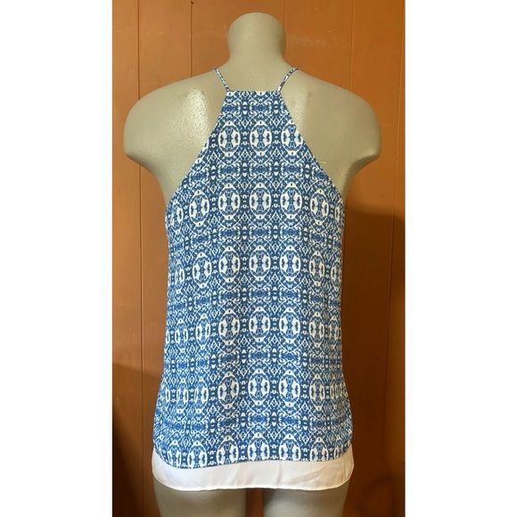 Paper Crane Blue & White Print Sleeveless Tank Top S - Picture 2 of 6